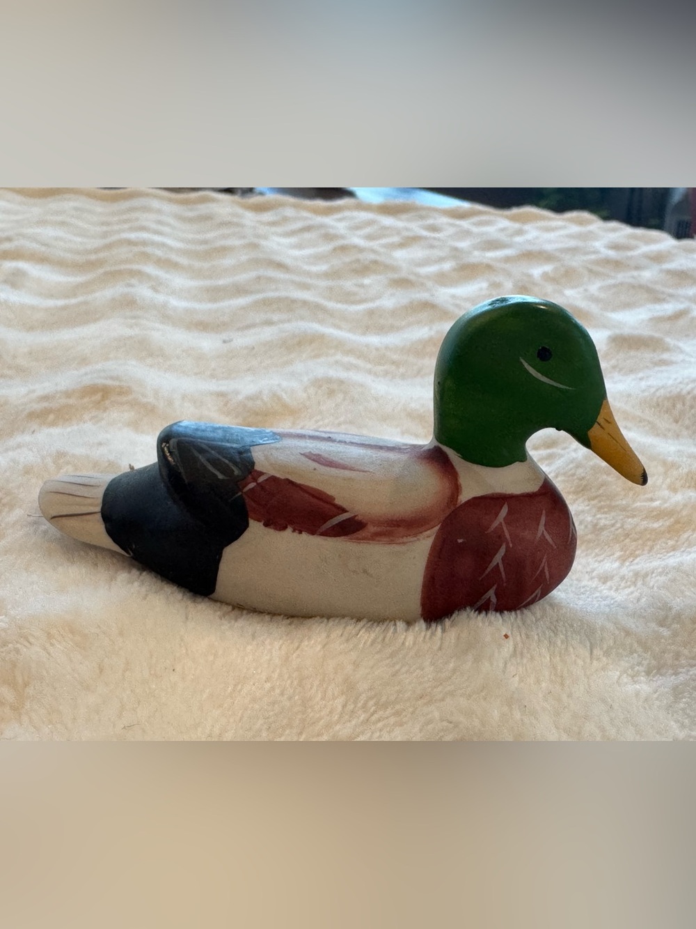 Vintage hand-painted ceramic mallard duck figurine